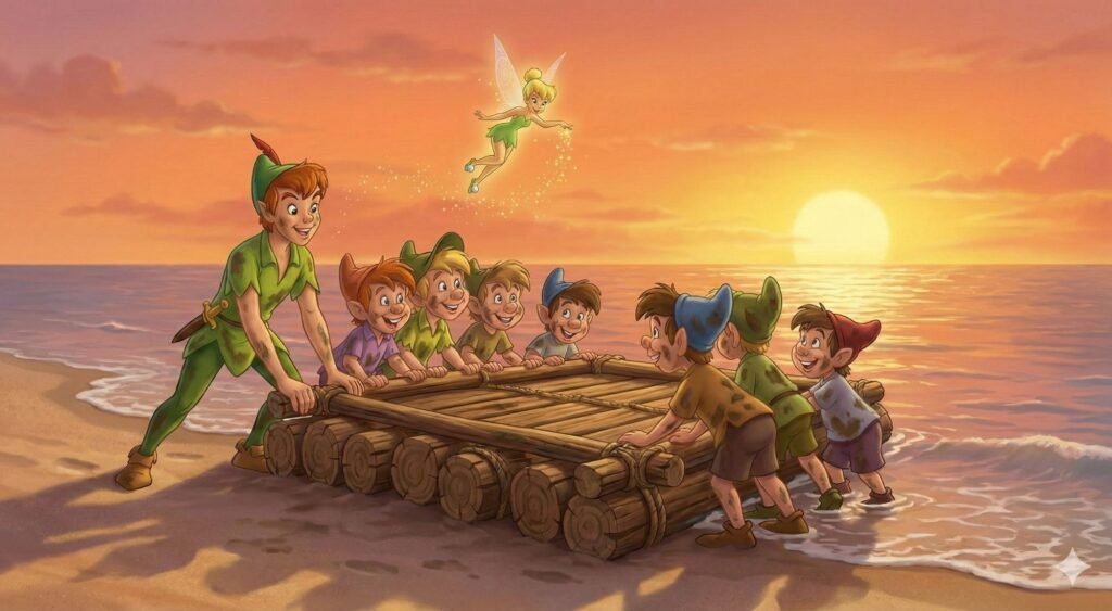 Vakara pasaka - Pīters Pens un Pazudušo bērnu laivas dīvainais rīts